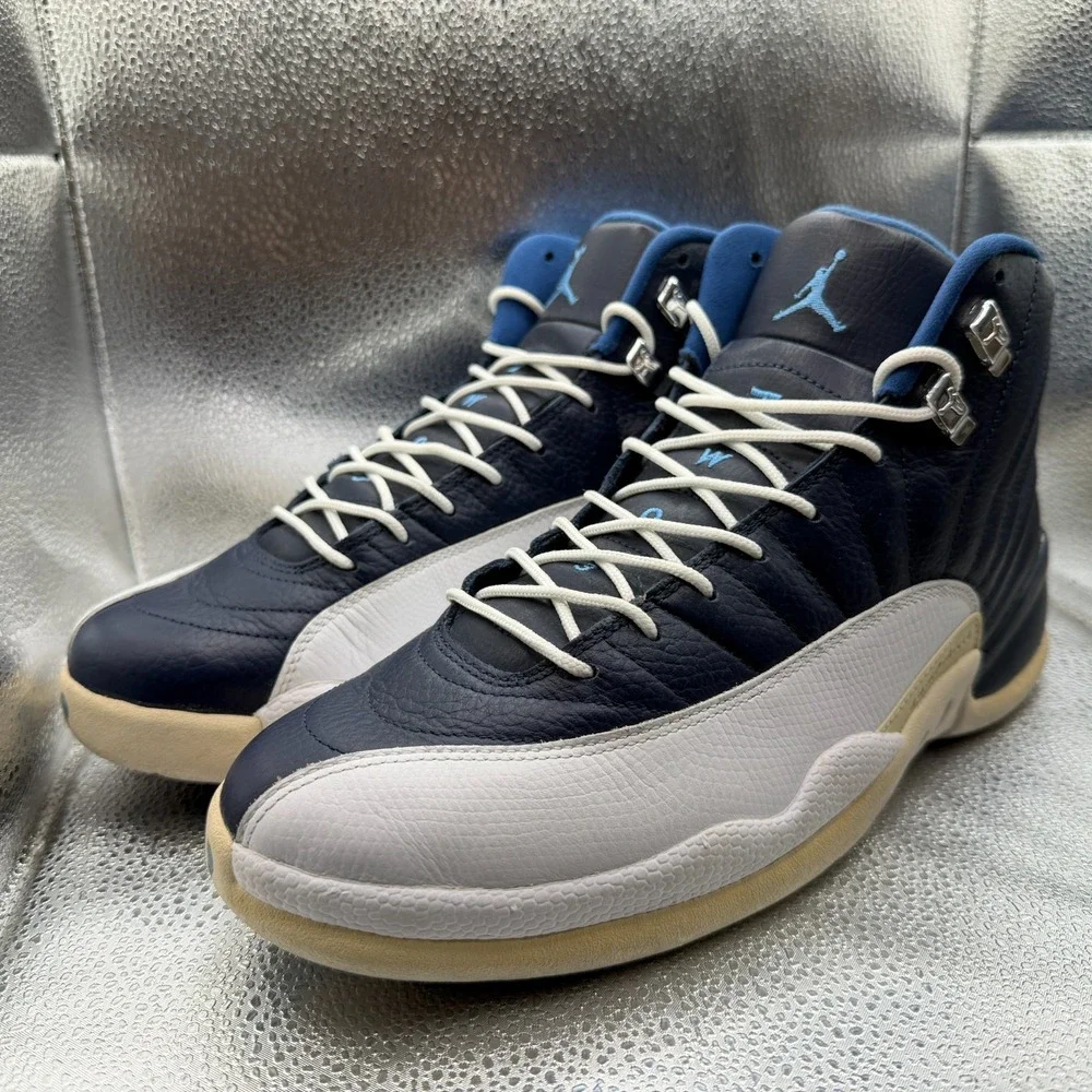 Size 11 Air‎ Jordan 12 Retro Obsidian Navy White Mens Sneaker Shoes 130690-410